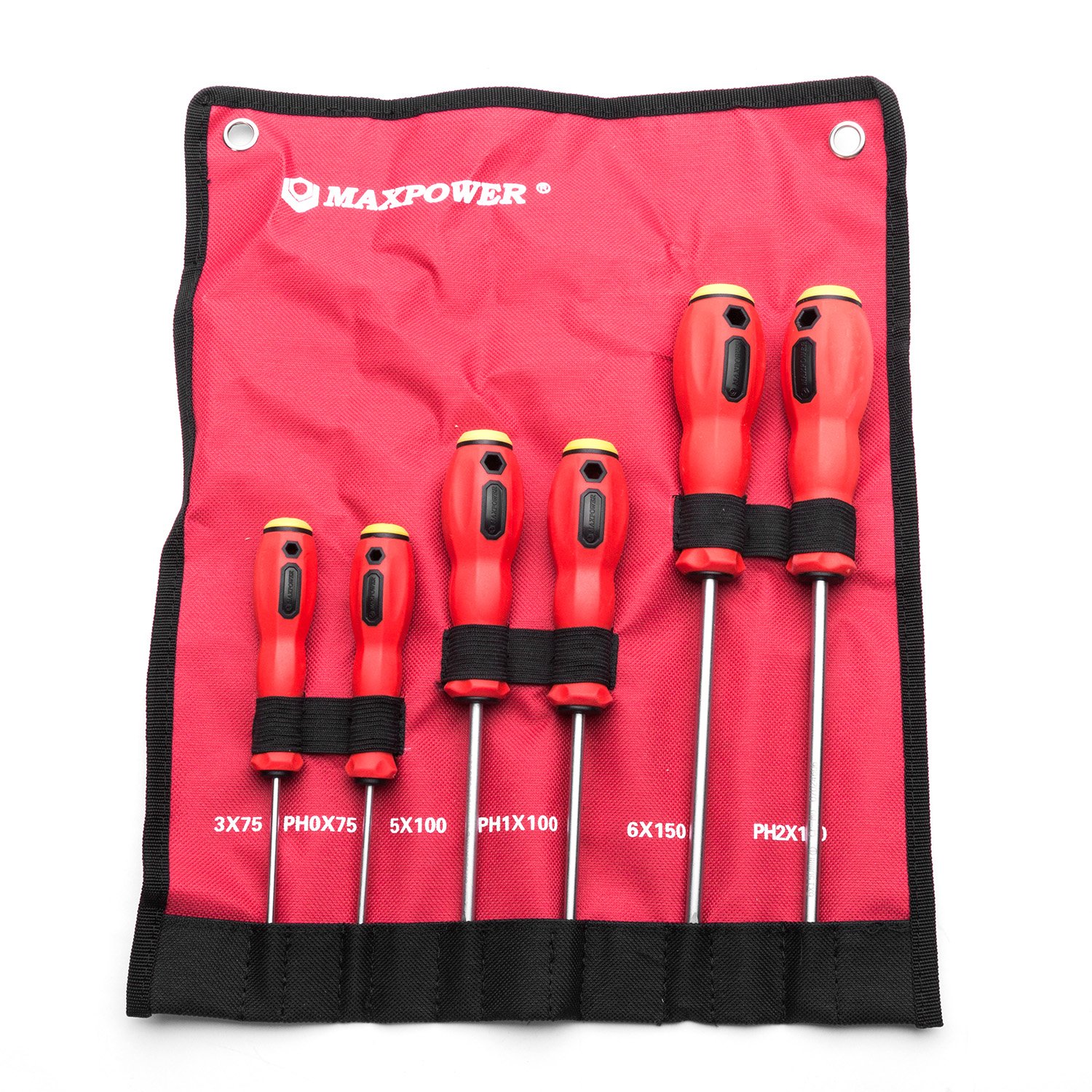 MAXPOWER 6-Piece Magnetic Screwdriver Set - Professional Phillips & Flathead Screwdrivers with Ergonomic Grip & Storage Pouch - Ideal for Home Repair, Automotive, and DIY Projects