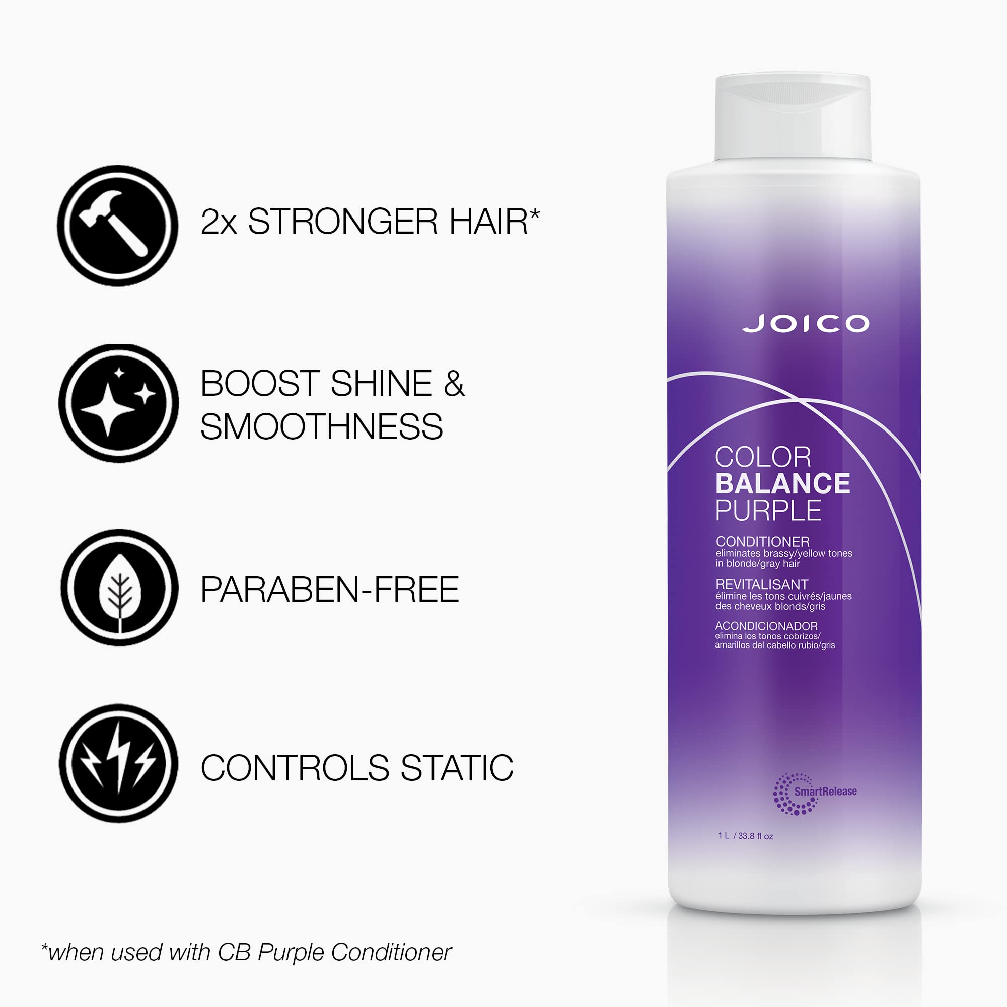 Joico Color Balance Purple Shampoo & Conditioner Set - Toning Treatment for Blonde, Silver & Gray Hair | Neutralizes Brassiness & Yellow Tones | Enhances Shine & Color Vibrancy | UV Protection | Infused with Rosehip Oil & Green Tea Extract | Perfect for Salon-Quality Hair Care at Home