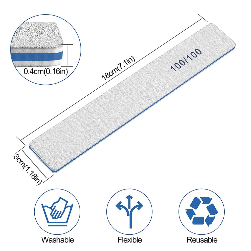 50 PCS Professional Nail Files Set - 100/100 Grit Double Sided Reusable Nail Buffers for Acrylic & Fake Nails - Perfect for Nail Technicians, DIY Manicures & Pet Grooming at Home or Salon