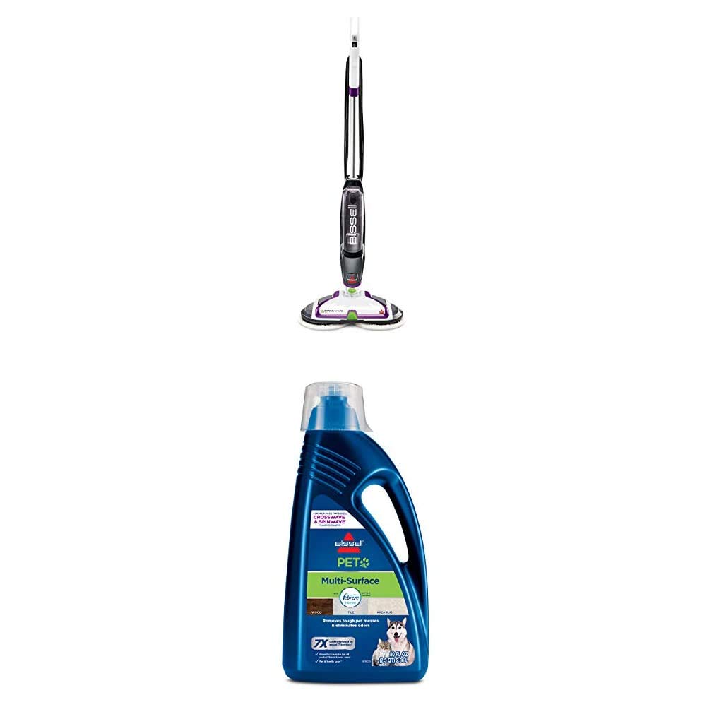 Bissell SpinWave PET Hard Floor Expert Cordless Mop with 80oz Multi-Surface Pet Formula - Perfect for Pet Hair Removal on Tile, Wood & Laminate Floors