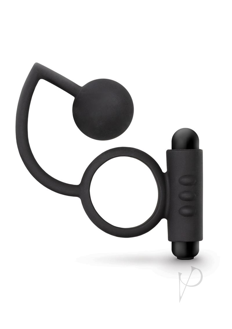 Premium Platinum Silicone Anal Ball Set with Vibrating Cock Ring - Black | Adult Toy for Couples Play & Solo Pleasure | Enhances Intimacy & Sensual Exploration