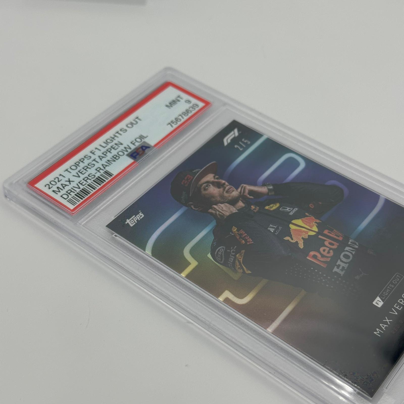 2021 Max Verstappen Rainbow Foil PSA 9 2/5 Lights Out Drivers Card - Perfect for F1 Collectors, Racing Fans & Sports Memorabilia Enthusiasts