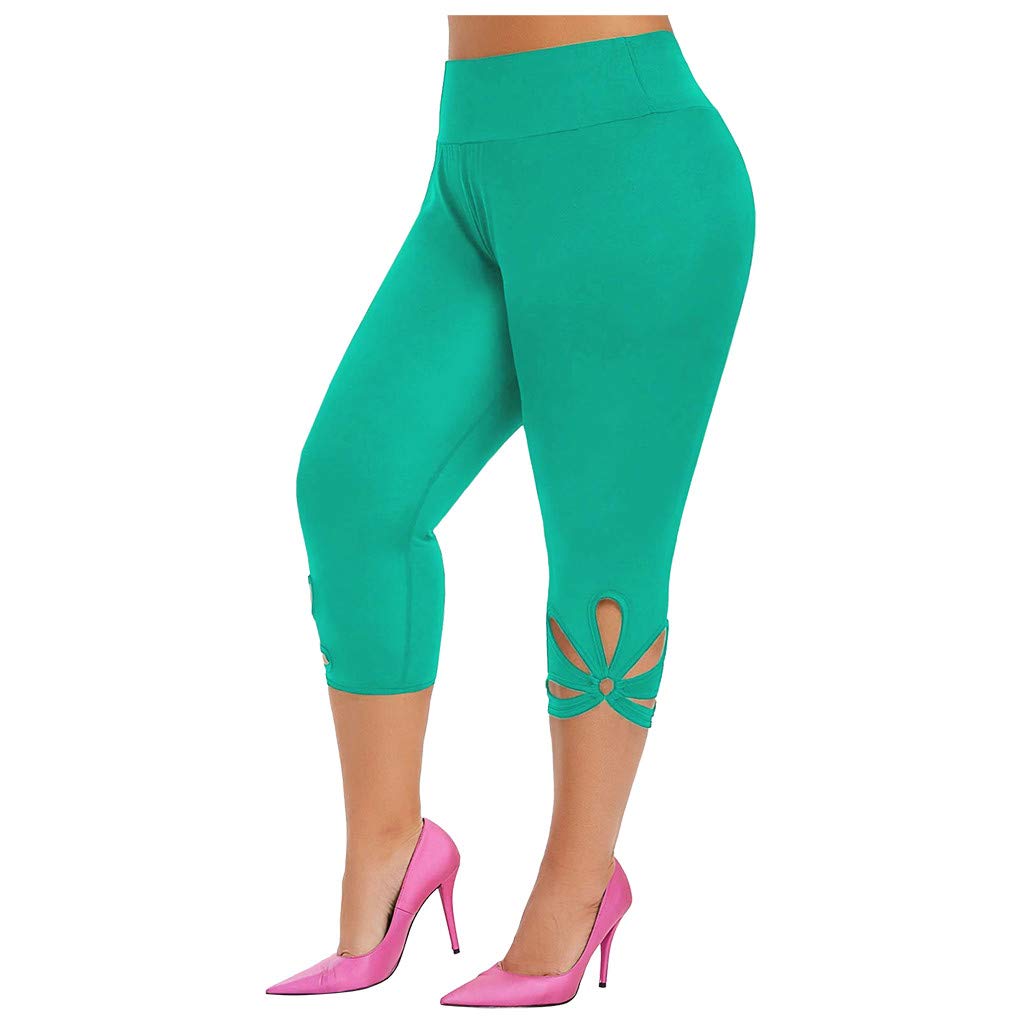 Aniywn Women's Yoga Capris Leggings - High Waisted Stretch Workout Tights with Hollow Out Design - Plus Size Activewear for Yoga, Running & Gym - Comfortable Sport Pants for Women