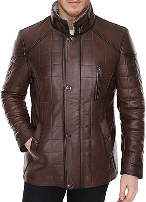 Genuine Brown Leather Jacket for Men - Stylish & Durable Mens Fashion Outerwear - Perfect for Casual Wear, Motorcycle Riding & Outdoor Adventures