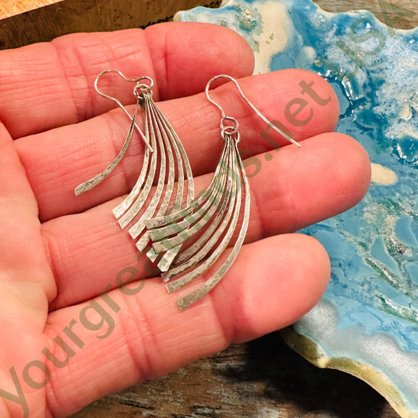 Vintage Hammered Arched Stick Earrings - Sterling Silver Pierced Hook Earrings for Women | Boho Chic Jewelry for Everyday Wear & Special Occasions