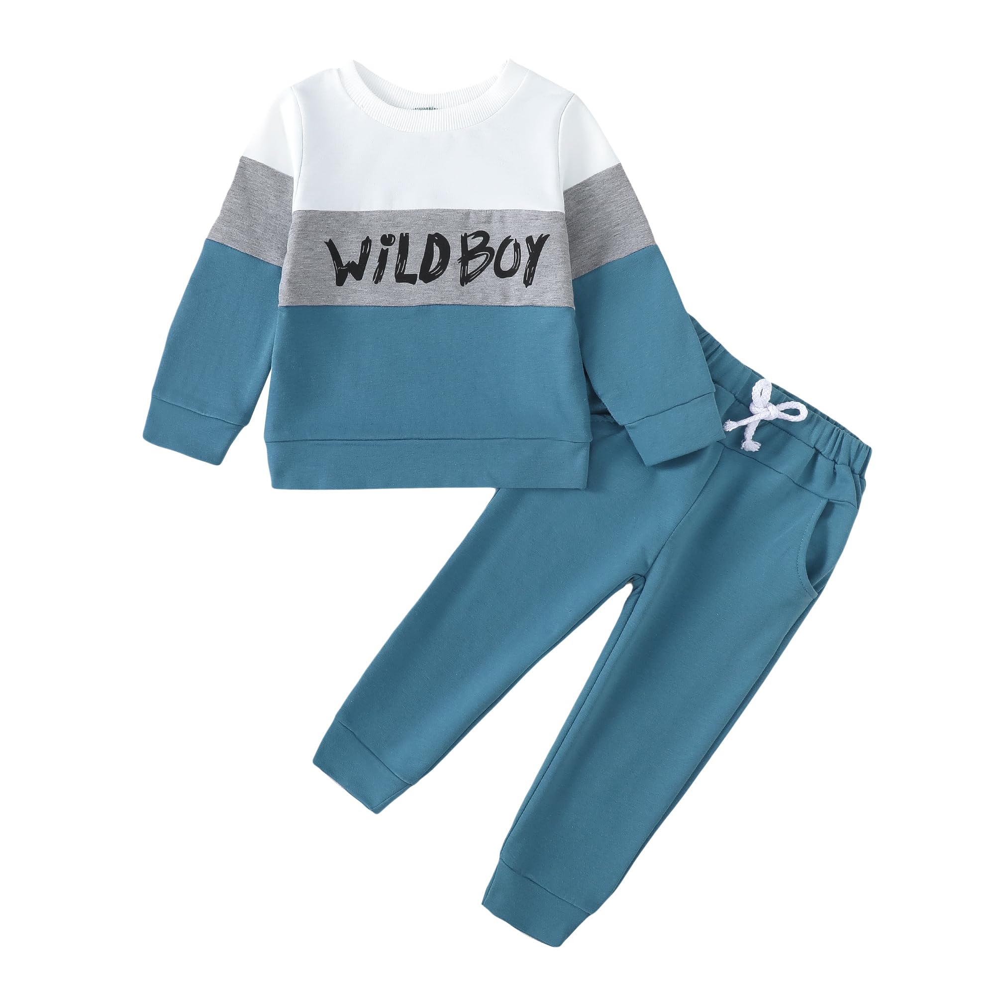 KIMI BEAR Toddler Boy Clothes Set - Soft Cotton Pullover Sweatshirt & Pants for Baby Boys | Fall Winter Outfit for Kids | Playdate, School & Family Photos