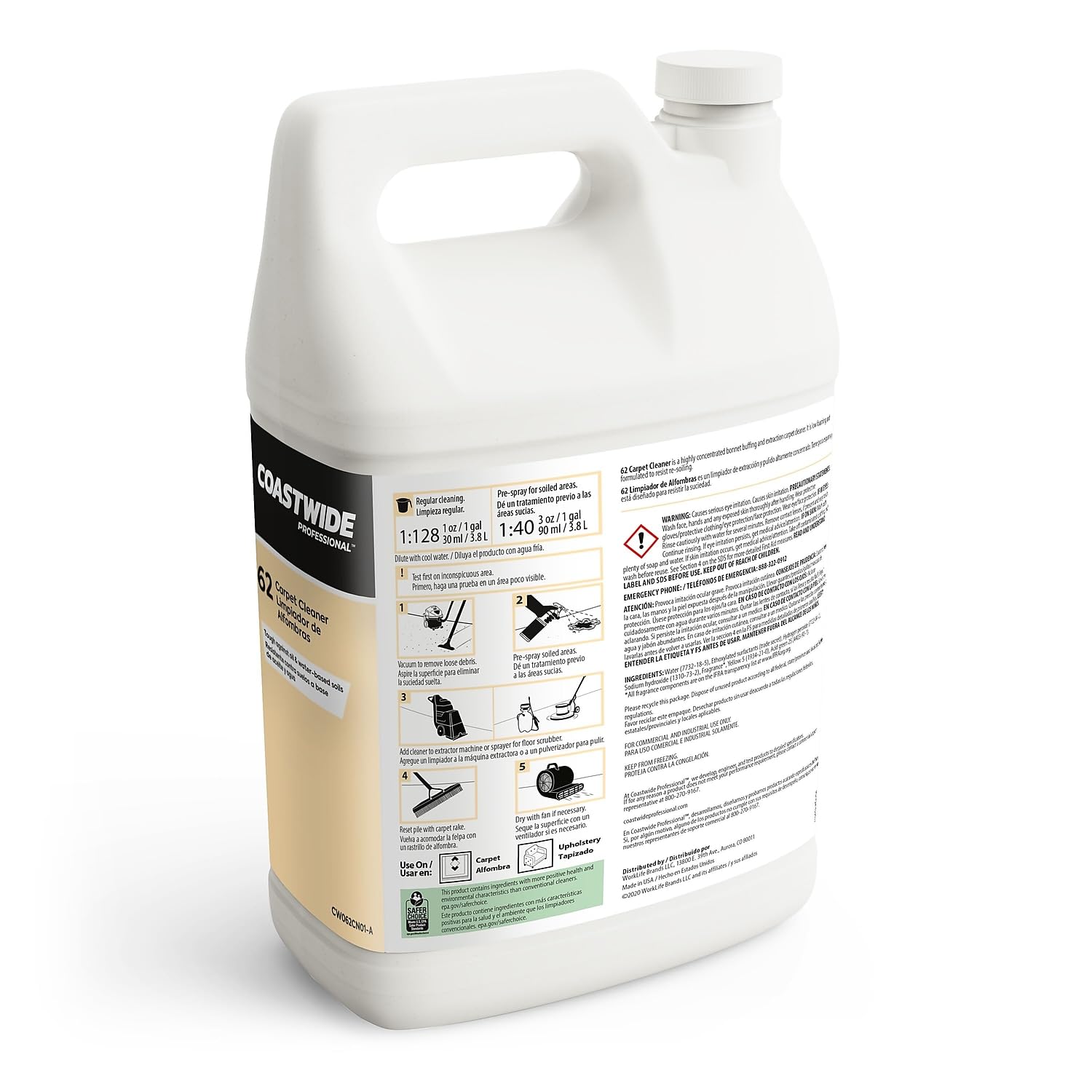 Staples #62 High Performance Carpet Cleaner - 1 Gallon (4 Pack) - Professional Deep Cleaning for Carpets, Upholstery & Rugs - Seb620001-B-Ct - Ideal for Home, Office & Commercial Use