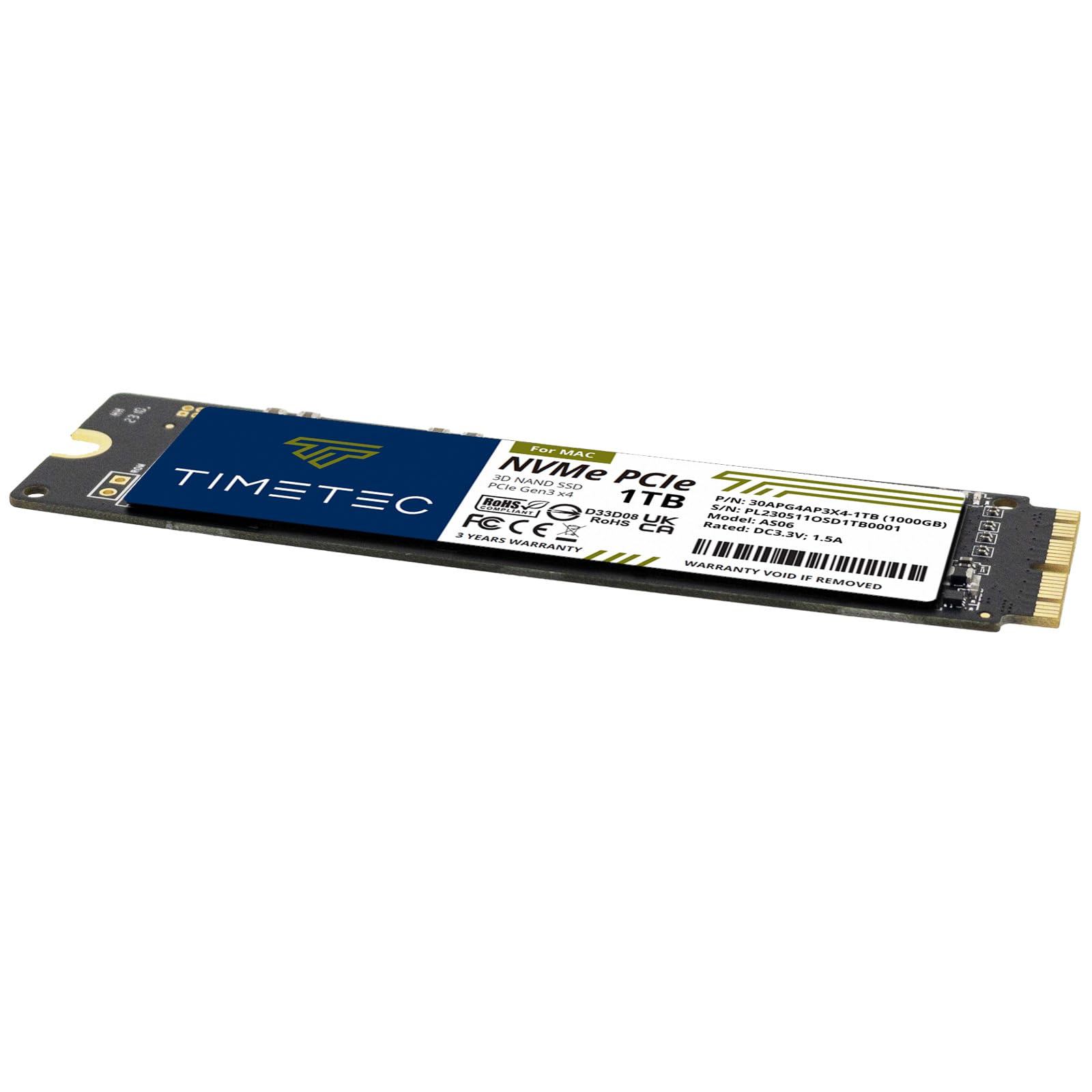 Timetec 1TB SSD NVMe PCIe Gen3x4 3D NAND TLC for Mac - Up to 1,900MB/s Read Speed - Compatible with MacBook Air/Pro, iMac, Mac Pro & Mac Mini (2013-2019) - Perfect for Gaming, Video Editing & Fast Boot Times