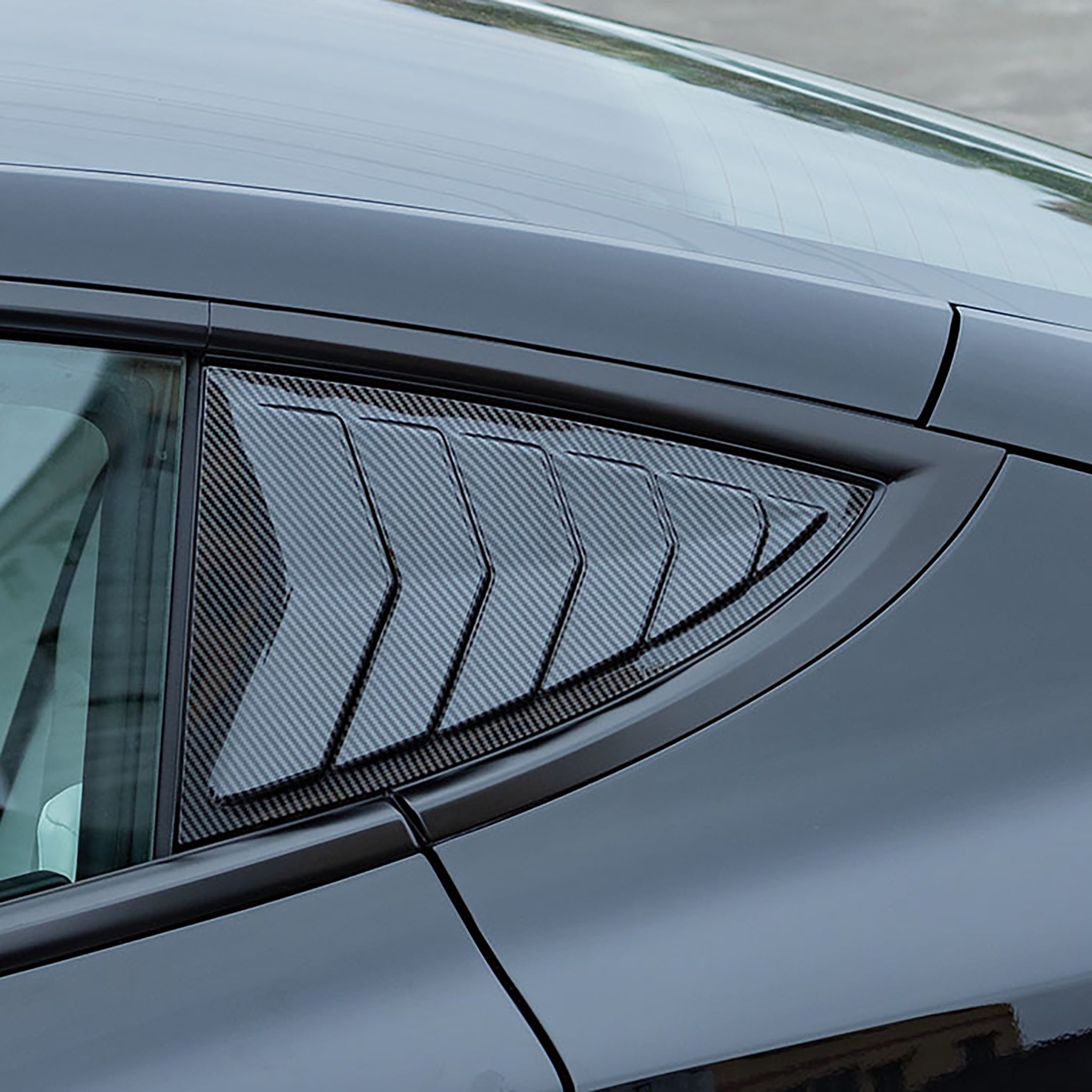 Premium Real Carbon Fiber Rear Side Window Louvers for Tesla Model 3 (2017-2024) - Enhances Style & Aerodynamics - Perfect for Car Enthusiasts & Street Racing