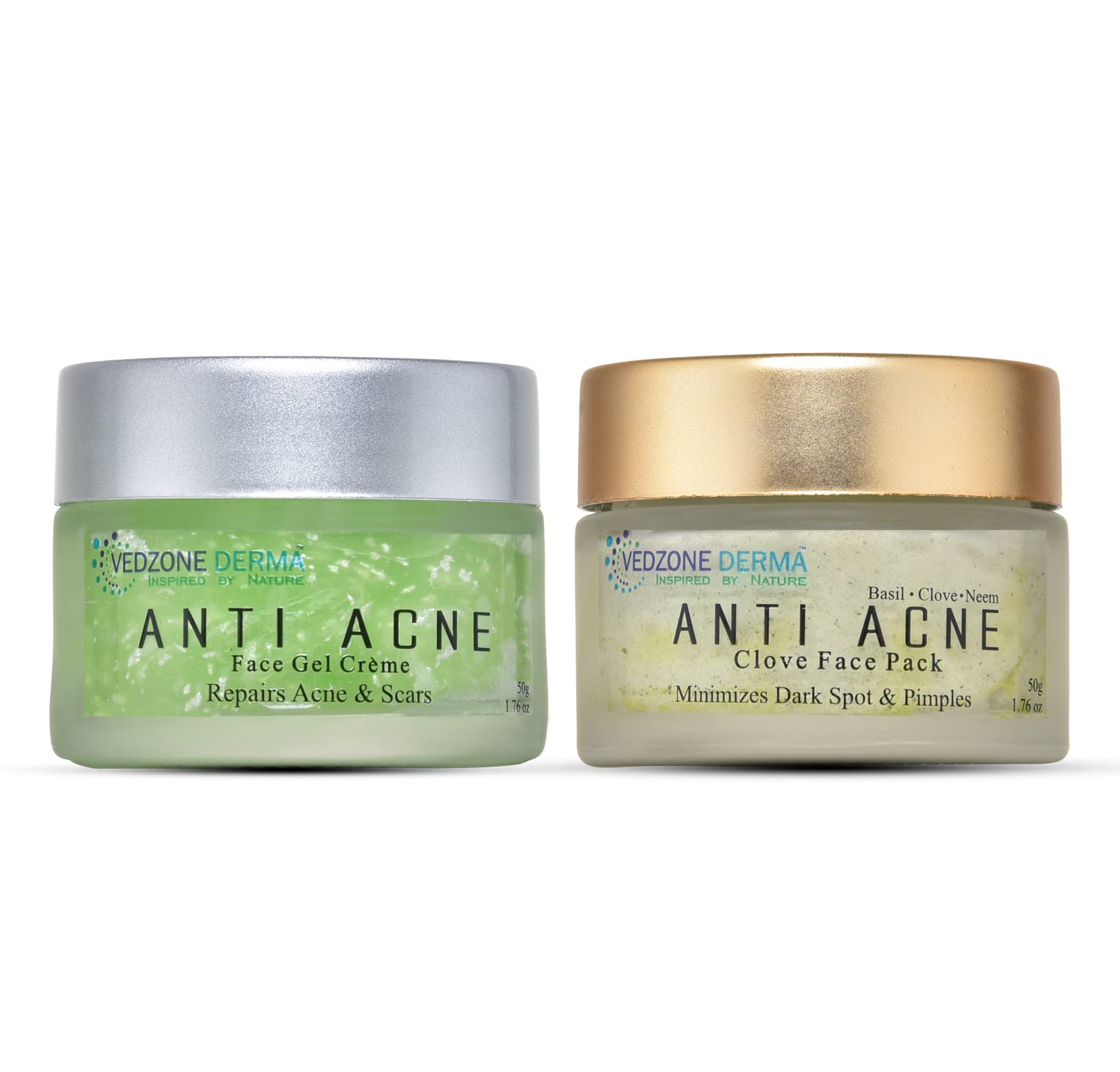Anti Acne Combo Pack - Clove Face Mask & Gel Cream for Acne & Dark Spot Treatment | Clear Skin Care Set for Teens & Adults | Perfect for Daily Skincare Routine & Blemish Control