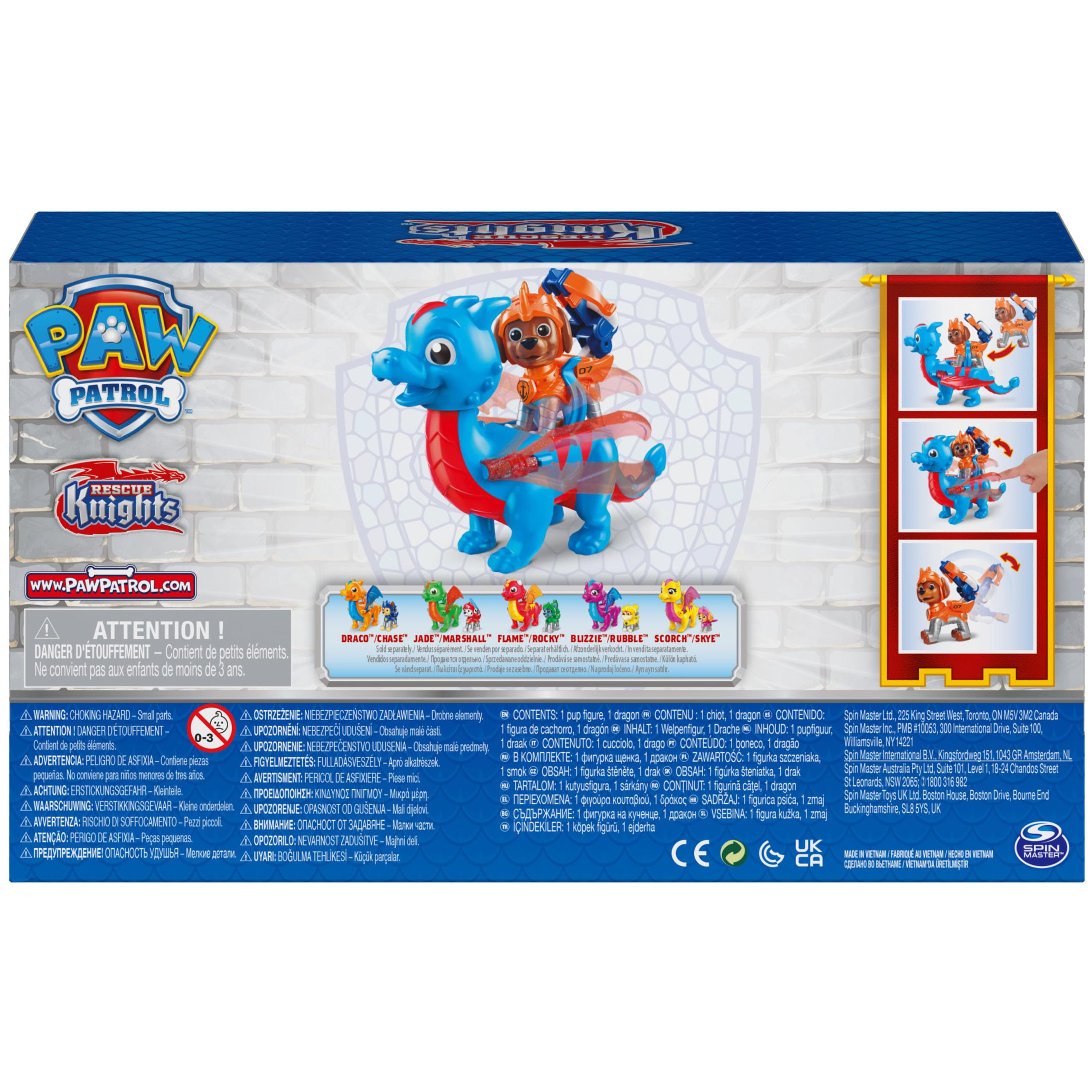 Paw Patrol Rescue Knights Zuma & Dragon Ruby Action Figures Set - Kids Toys for Ages 3+ | Birthday Gifts, Role Play, Adventure Playtime