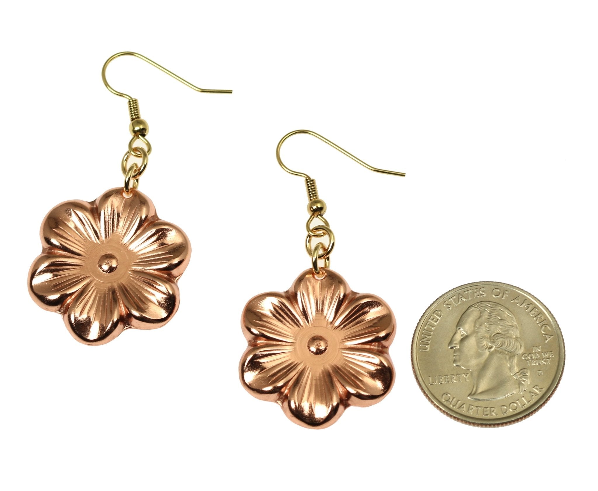 Copper Cherry Blossom Floral Stud Earrings for Women - Japanese Style Spring Jewelry Gift - Perfect for Weddings, Parties & Everyday Wear