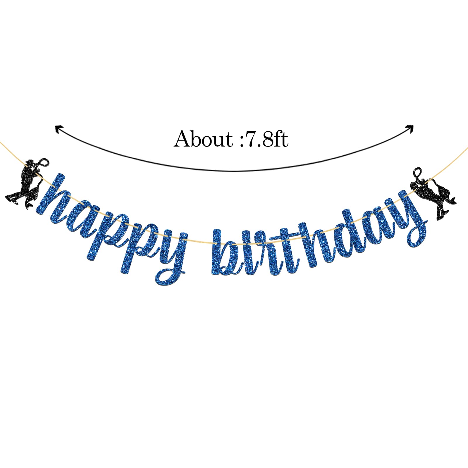Happy Birthday Banner for Fishermen - Blue Glitter Fishing Party Decorations - Perfect for Men's Birthday, Fishing Enthusiast Celebrations & Outdoor Themed Parties