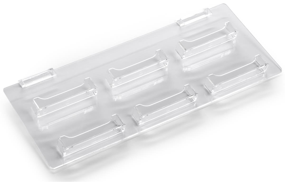 12-Pack Clear Plastic Business Card Holders for Slatwall Panels - 6 Horizontal Frameless Pockets with Notched Design - Perfect for Retail Stores, Offices & Trade Show Displays