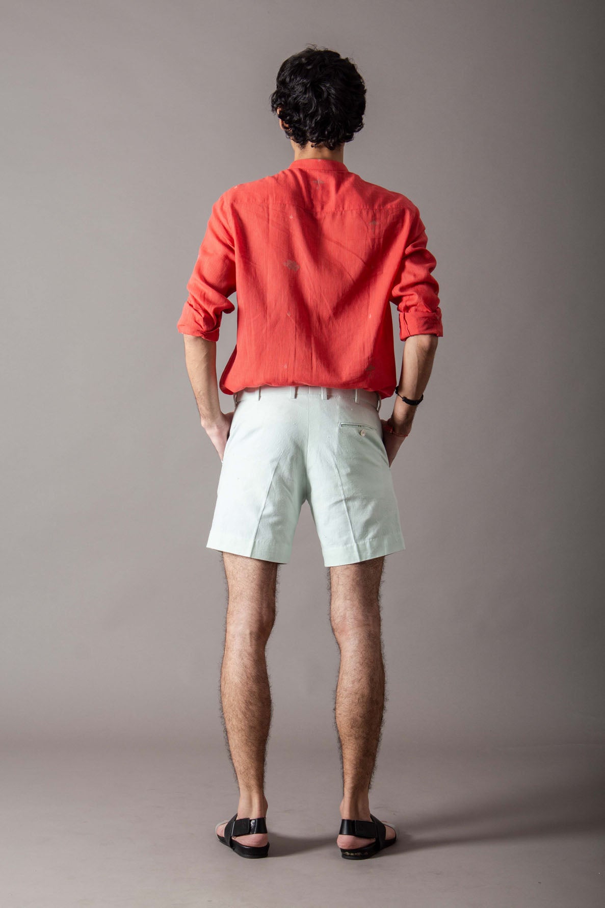 Men's Cotton Ice Blue Shorts - Breathable & Comfortable Summer Casual Wear for Outdoor Activities & Beach Vacations