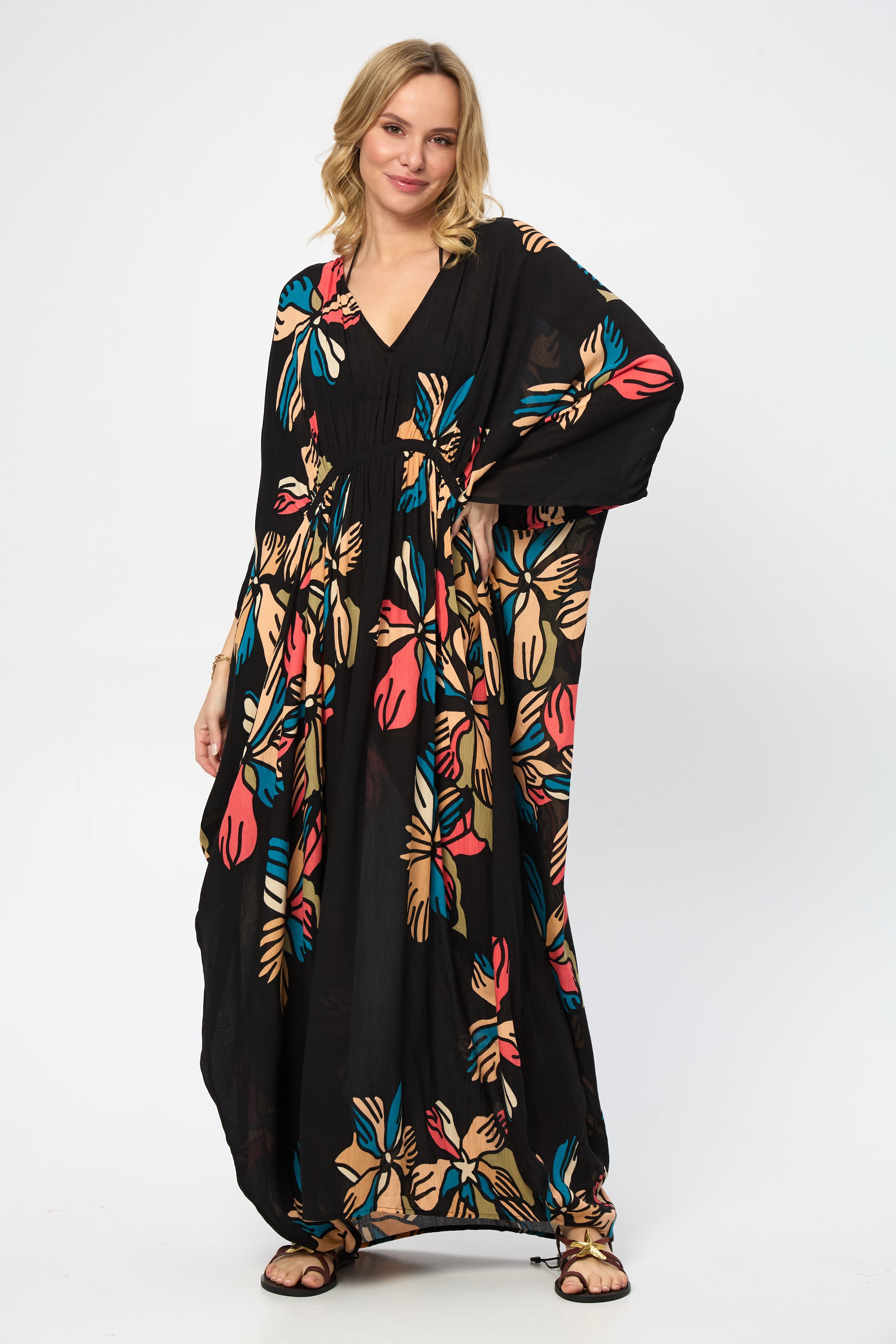 Stylish Tropical Sun Kaftan Dress - Flowy Beach Cover Up for Women | Perfect for Poolside, Vacation & Summer Outfits