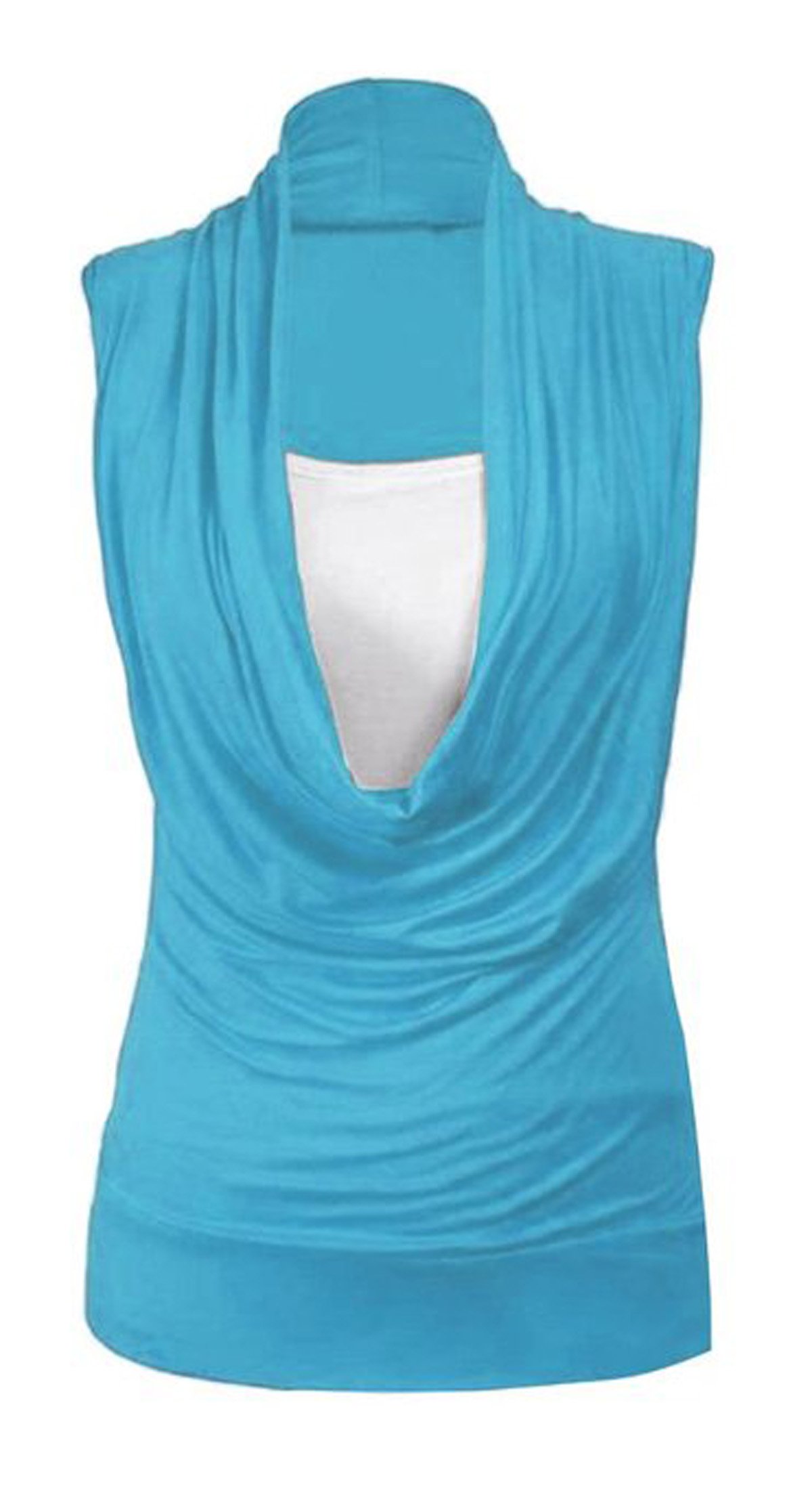 Women's Ruched Cowl Neck Vest 2-in-1 Tunic Jersey Tank Top - Stylish Layering Piece for Casual Outfits & Office Wear