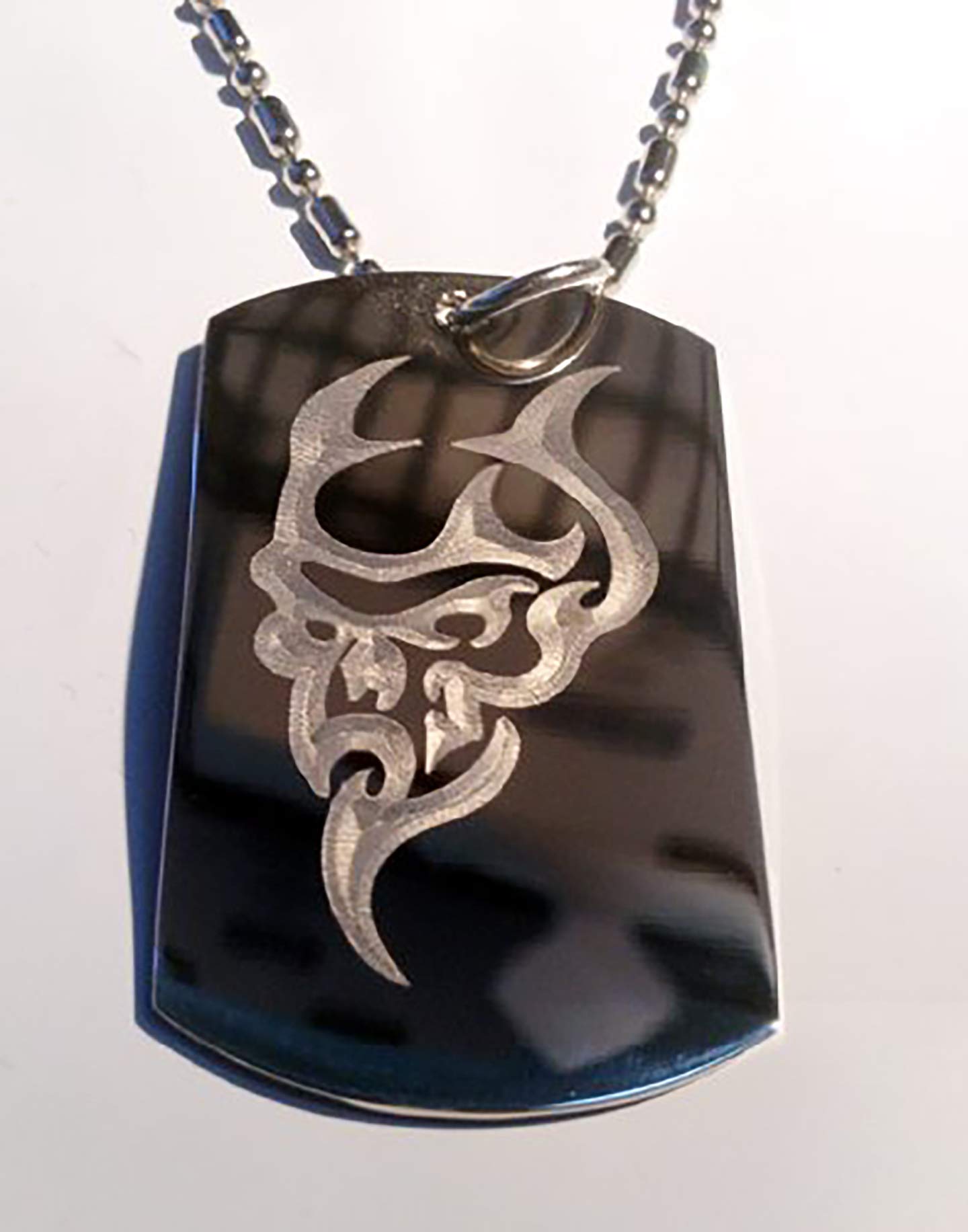 Satanic Skull Face Logo - Gothic Military Dog Tag, Luggage Tag, Keychain & Necklace for Men & Women - Perfect for Halloween, Metal Music & Punk Fashion Accessories