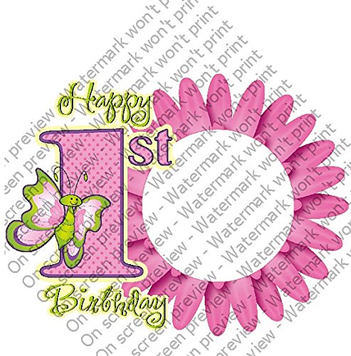 1/2 Sheet Edible Butterfly Cake Topper - 1st Birthday Photo Frame Decoration for Cupcakes & Cakes - D4142 | Perfect for Baby Showers, Birthday Parties & Special Celebrations