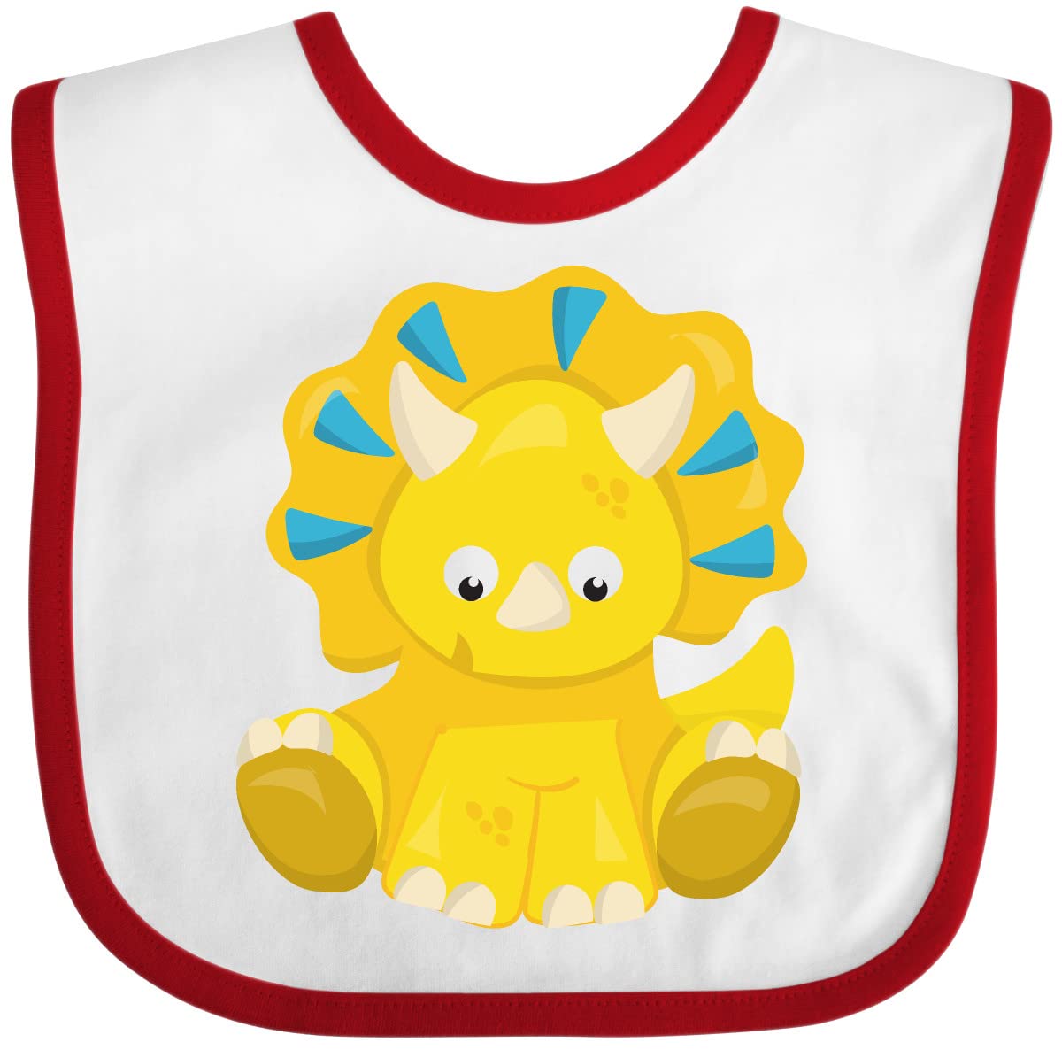 Inktastic Adorable Dinosaur Baby Bib - Cute Triceratops Dino Design for Infants & Toddlers - Perfect for Feeding Time, Playdates & Photo Shoots