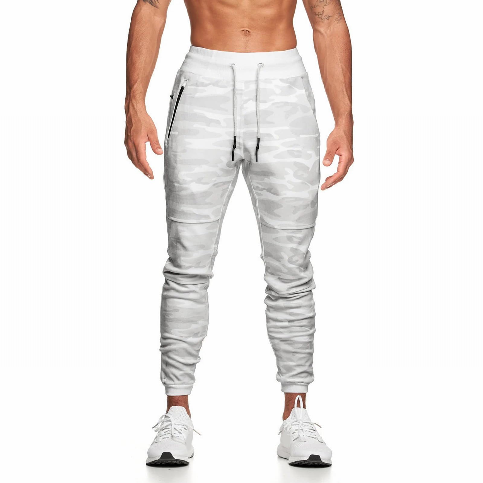 Men's Camouflage Gym Fitness Trousers - Stretch Elastic Long Tight Sweatpants with Pockets, High Waist Slim Fit Breathable Workout Pants for Autumn Winter | Ideal for Training, Running & Casual Wear