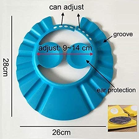 Tlismi Soft Adjustable Baby Shower Cap for Hair Washing - Waterproof Eye & Ear Protection - Blue - Perfect for Toddler Bath Time & Sensitive Skin Care