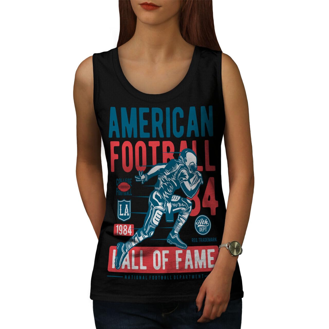 APSRA TRADER Women's American Football Graphic Tank Top - Breathable Cotton Athletic Shirt for Sports & Gym Workouts - Perfect for Football Games, Training Sessions & Casual Wear