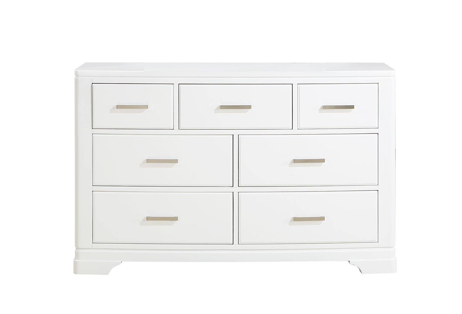 Arista 7-Drawer White Dresser - Modern Bedroom Storage Solution for Clothes, Accessories & Organizing