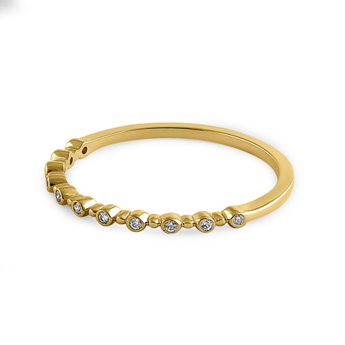 14K Yellow Gold Half Eternity Round Cubic Zirconia Ring for Women - Elegant Wedding Band, Anniversary Gift, Bridal Jewelry for Everyday Wear & Special Occasions