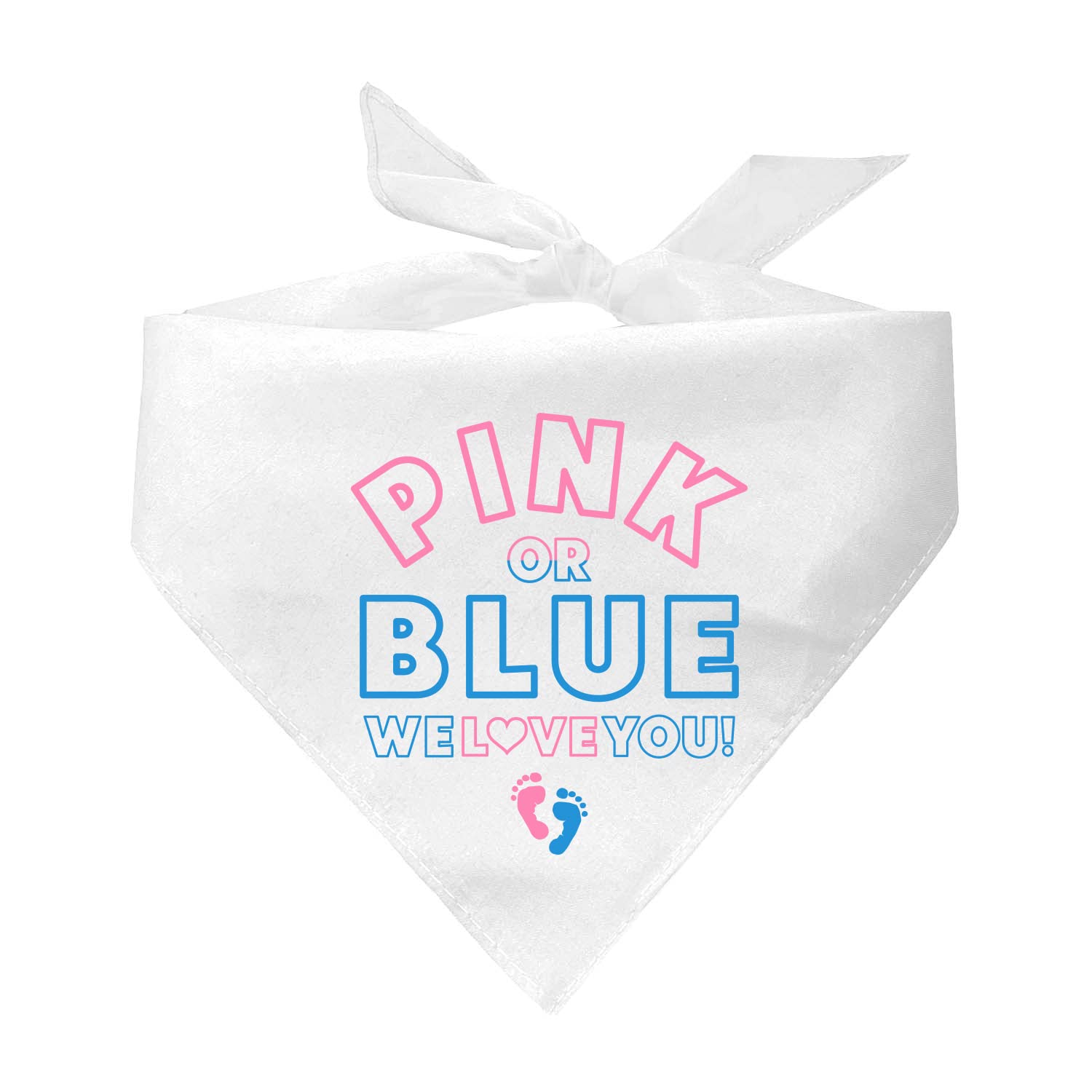 Pink or Blue We Love You Baby Announcement & Gender Reveal Dog Bandana - White One Size (OS 824) - Perfect for Pregnancy Reveals, Gender Parties & Pet Photo Shoots
