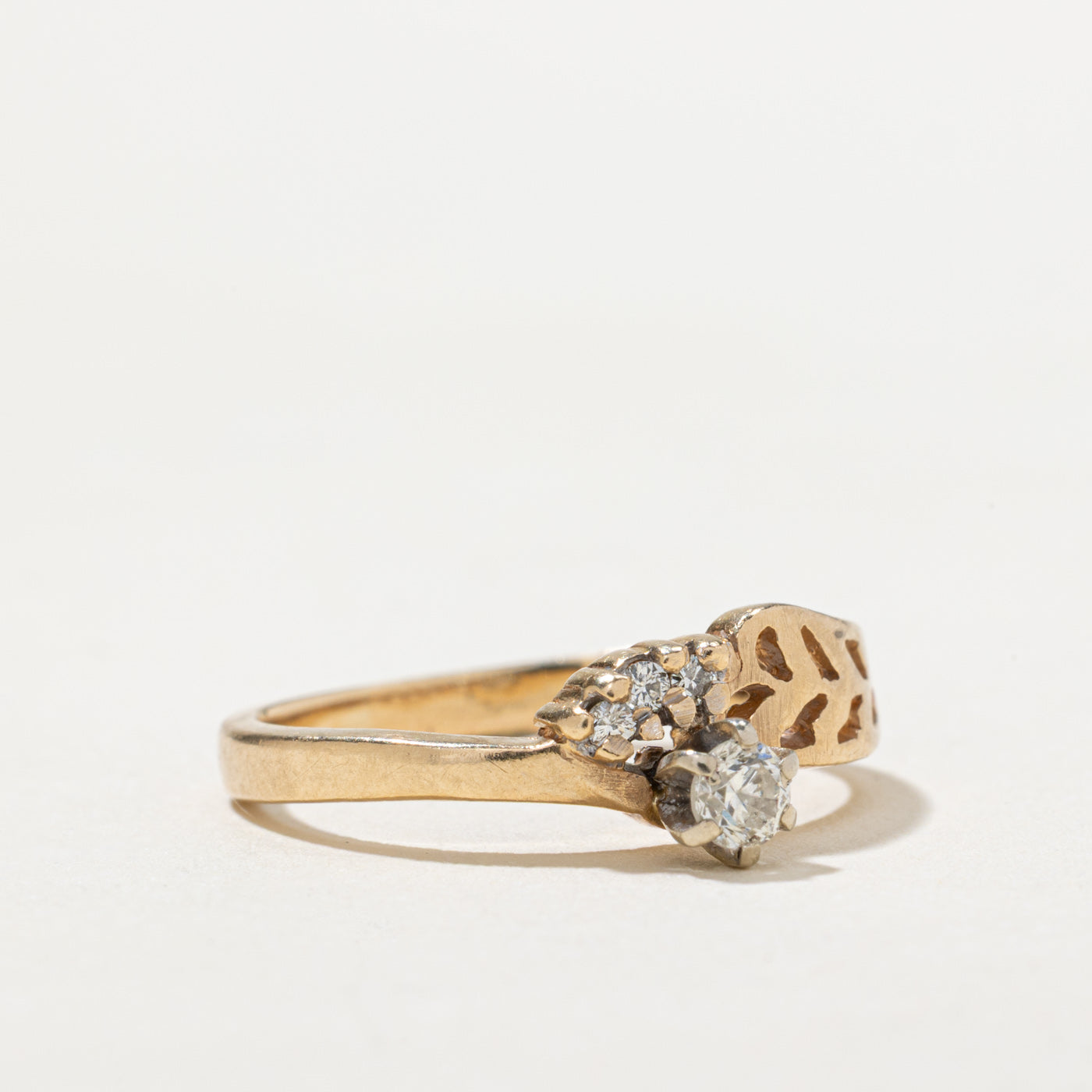 0.13ctw Open Work Diamond Ring - Size 4.25 | Elegant Stackable Wedding Band for Engagement, Anniversary & Everyday Wear