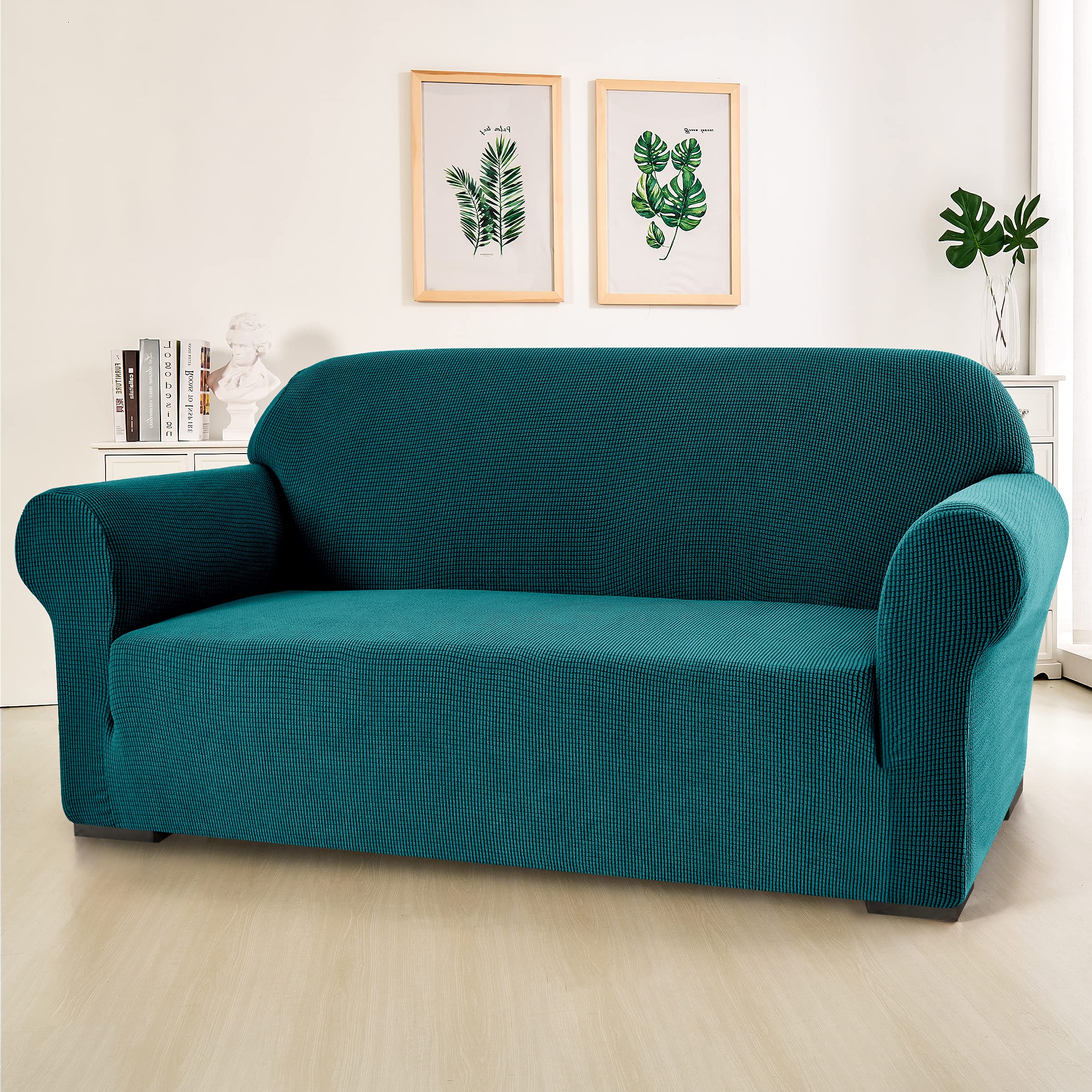 SUBRTEX Stretch Sofa Cover - Elastic Slipcover for Couch, Loveseat & Armchair - Washable Furniture Protector for Living Room (Turquoise) | Perfect for Home Decor, Pet Protection & Spill Prevention