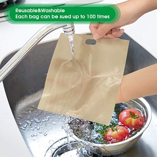 12 Pack AHIER Reusable Nonstick Toaster Bags - Heat Resistant Oven Bags for Sandwiches, Pizza & Cheese Toast (3 Sizes) - Perfect for Breakfast, School Lunches & Quick Snacks