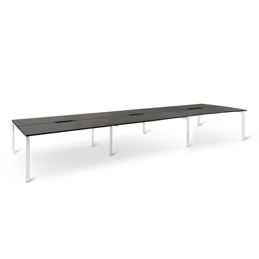 Mobel Novah 6-Person Double Sided Shared Office Desk - Perfect for Coworking Spaces, Home Offices & Collaborative Work Environments