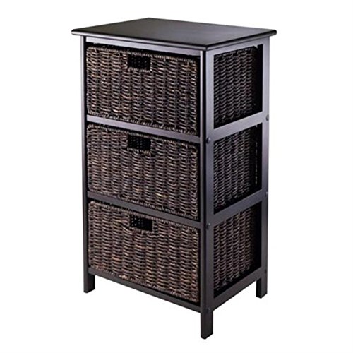 Ergode Wood Storage Rack with 3 Foldable Baskets for Home Organization