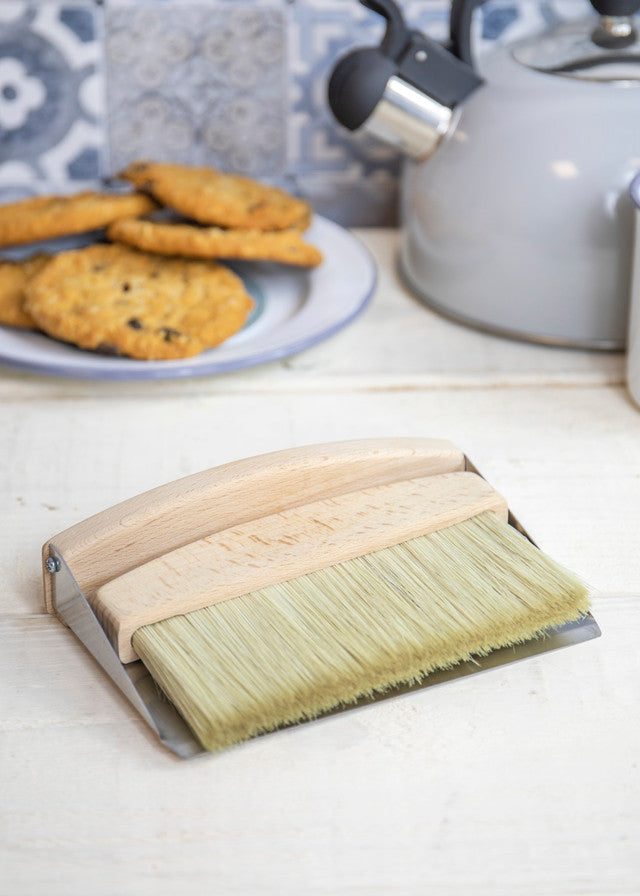 Living Nostalgia Tabletop Dustpan & Brush Set - Compact Mini Dustpan and Broom for Kitchen Counter, Office Desk, and Small Spaces Cleaning
