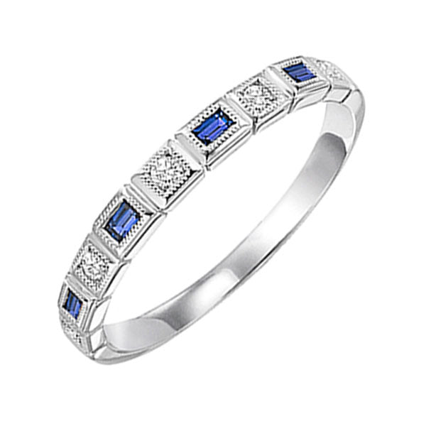 14K White Gold Diamond (1/12CTW) & Sapphire (1/8CTW) Engagement Ring for Women - Perfect for Weddings, Anniversaries & Special Occasions