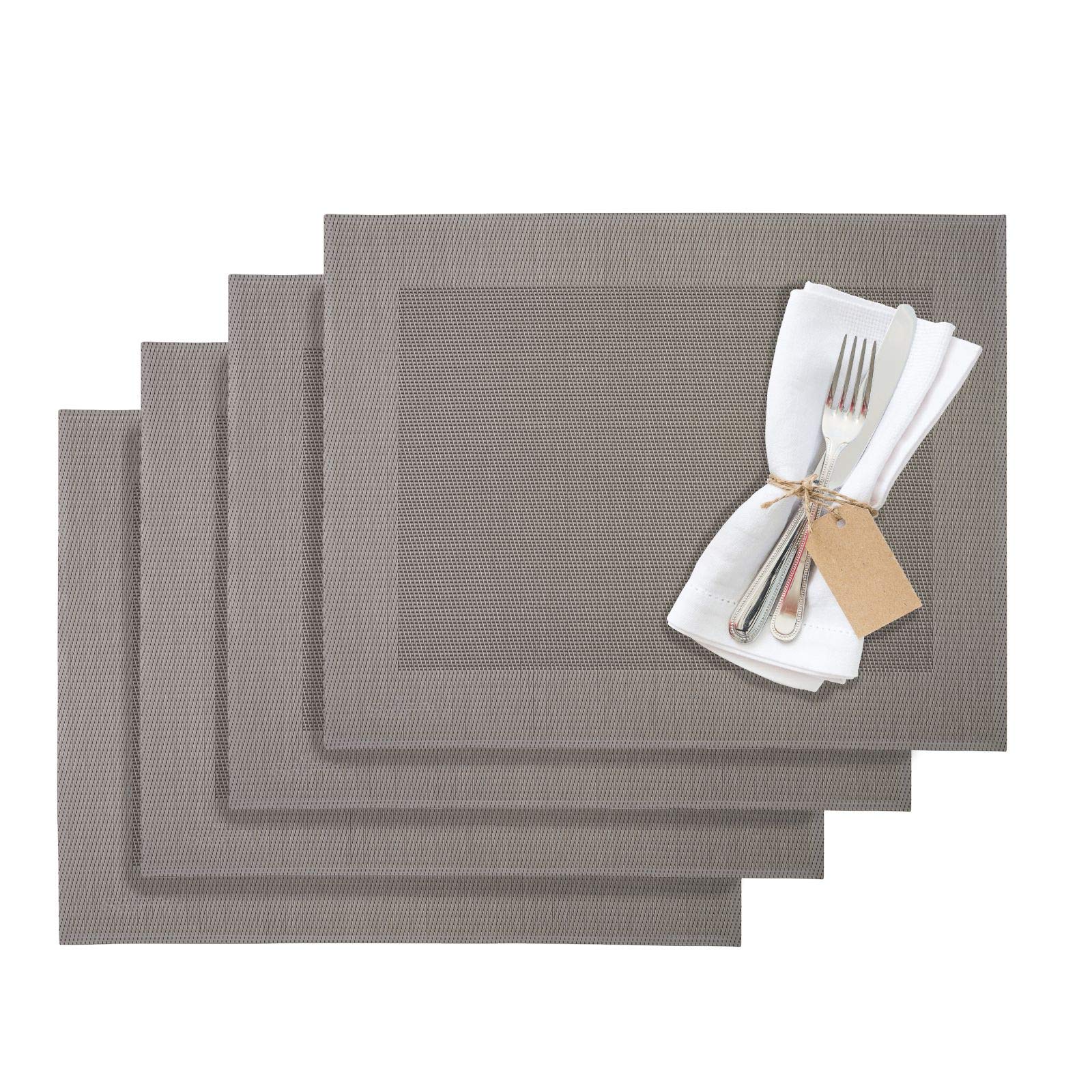 Westmark Home Non-Slip Vinyl Polyester Placemats – Set of 4 Waterproof Table Mats for Dining, Kitchen, and Outdoor Use
