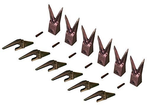 Mini Excavator Bucket Combo with Weld-on Shanks, Twin Tiger Teeth & Pins - 5/8