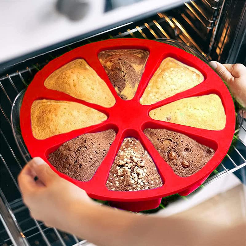 2 Pack Silicone Baking Molds - Triangle Cake Pan, 8 Cavity Scone Pan, Cake Slices & Pizza Bread Mold - Reusable Non-Stick Baking Tools for DIY Cakes, Cookies & Pastries - Perfect for Home Baking, Parties & Holiday Desserts