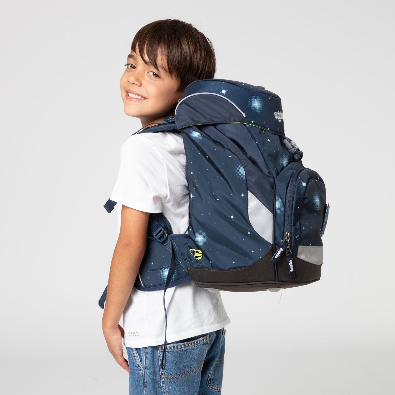Ergobag Prime School Backpack - AtmosBear Galaxy Edition | Lightweight & Durable Kids Bookbag for School, Travel & Daily Use