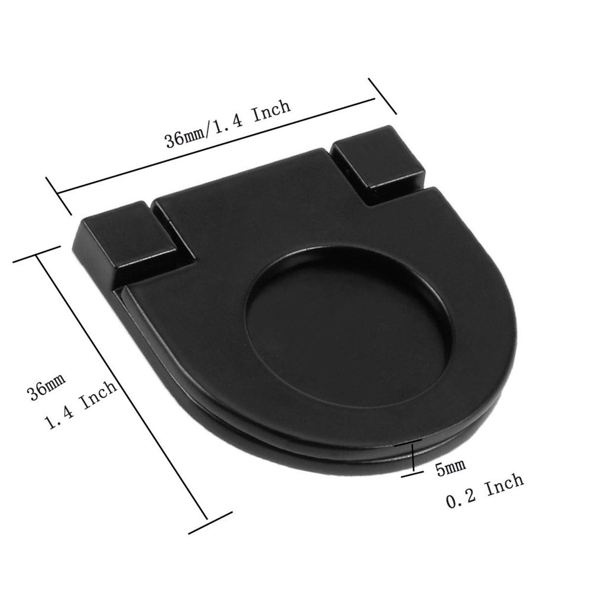 Modern Flush Ring Kitchen Handles 3-Pack - Black Oval for Cabinets & Drawers