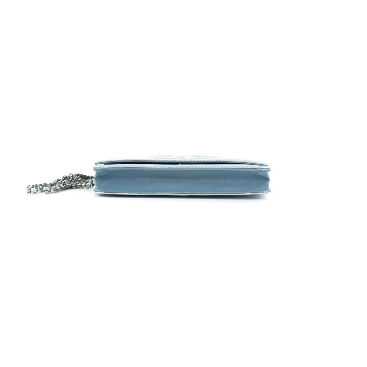 Chanel Caviar Leather Wallet On Chain Crossbody Bag in Light Blue - Perfect for Evening Events & Daily Use
