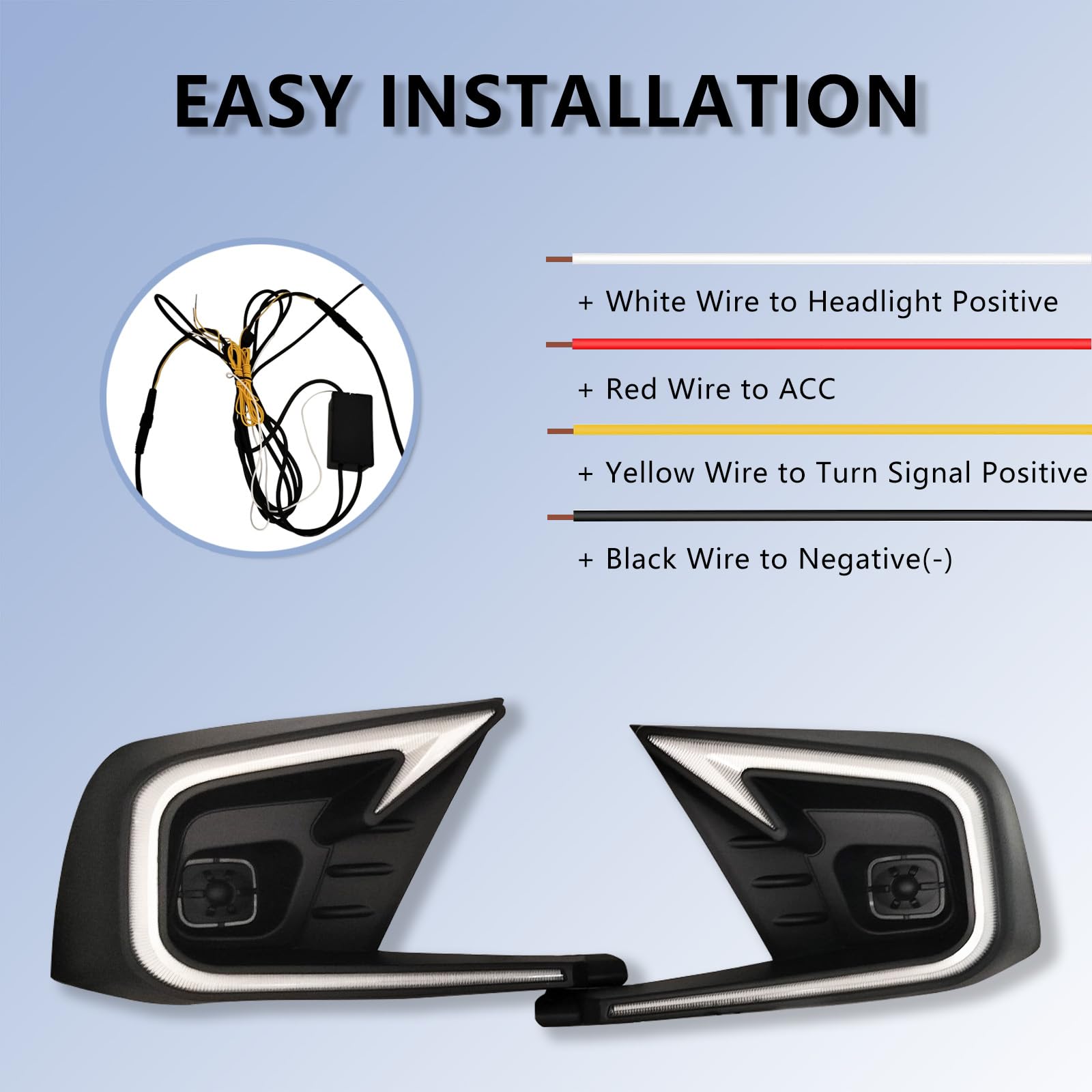 High-Performance LED Fog Lights & DRL Kit - White Daytime Running Lights, Amber Turn Signals, Blue Low Beam - Perfect Fit for 2021-2024 Honda Civic 11th Gen - Enhance Visibility for Night Driving & Bad Weather Conditions