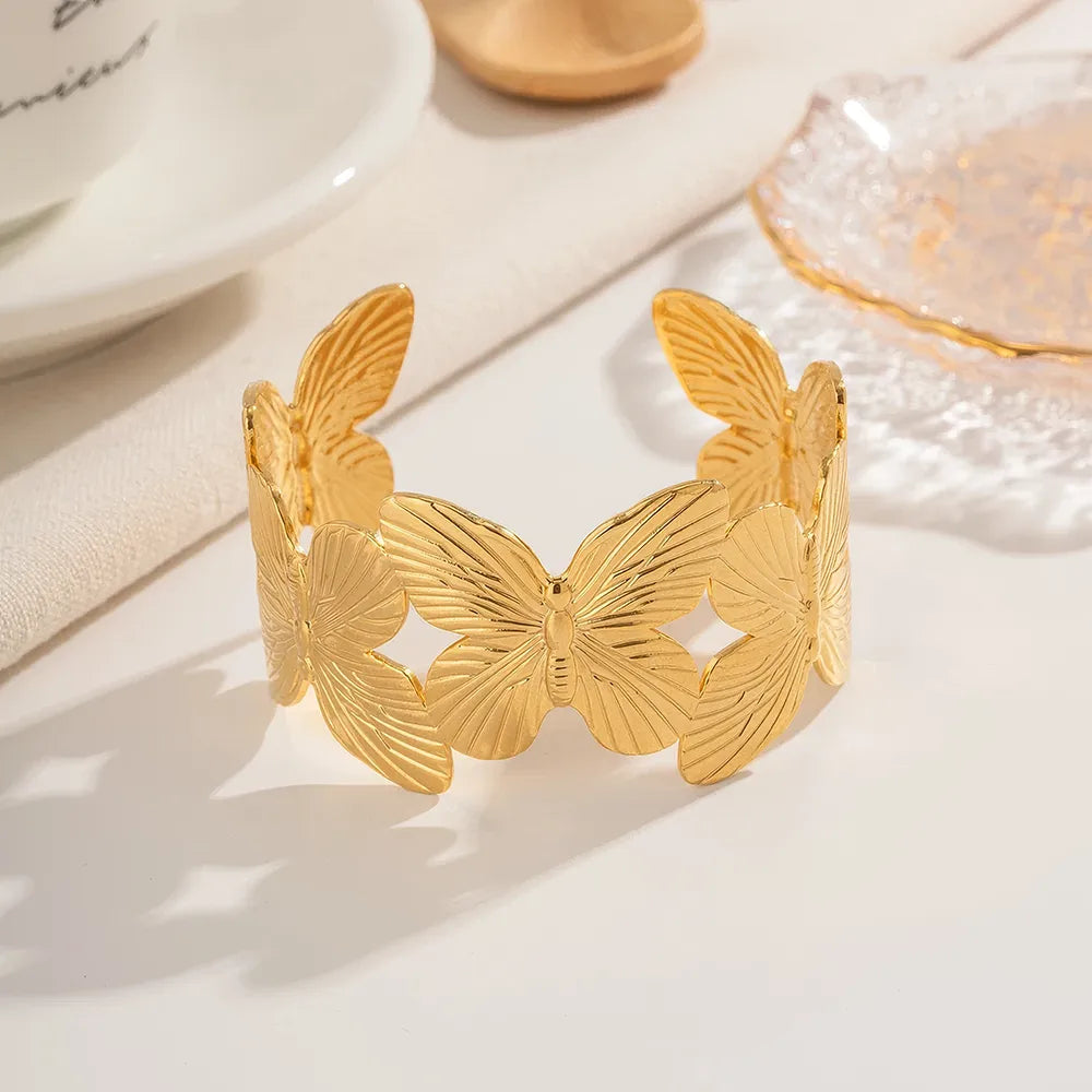 Elegant Gold Plated Stainless Steel Butterfly Bracelet for Women - Dainty Adjustable Charm Jewelry Gift for Birthday, Anniversary & Everyday Wear