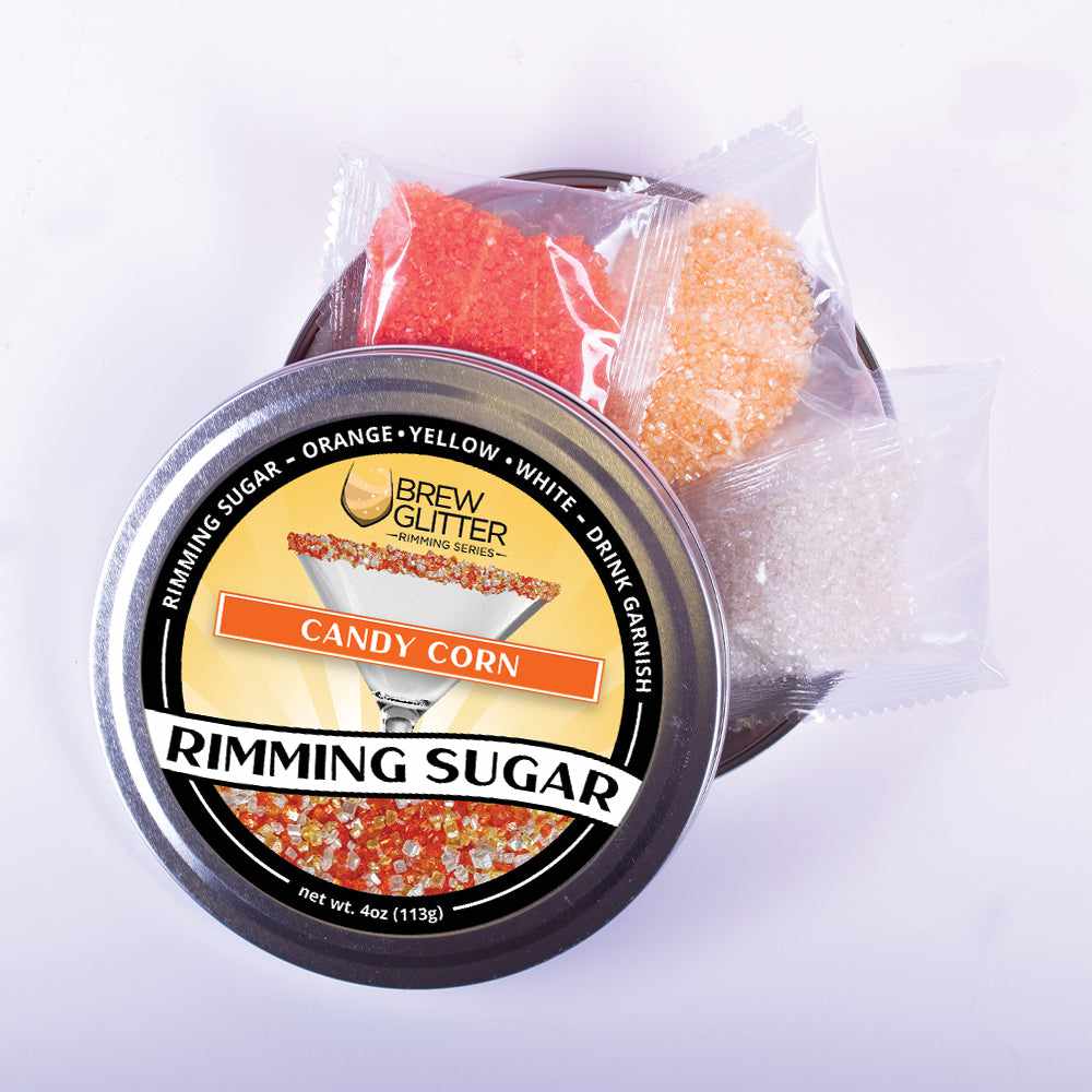 Halloween Candy Corn Rimming Sugar for Cocktails & Desserts - Sweet Edible Decor for Drinks, Cakes & Baking