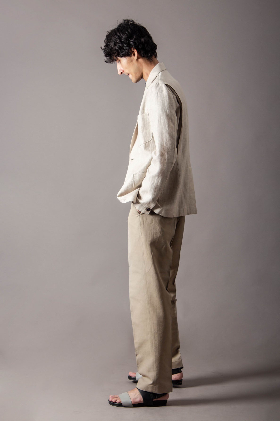 Rana Blazer for Women - Lightweight Cotton Linen Blend Jacket in Ice Beige | Casual Office Wear & Spring Summer Outfits
