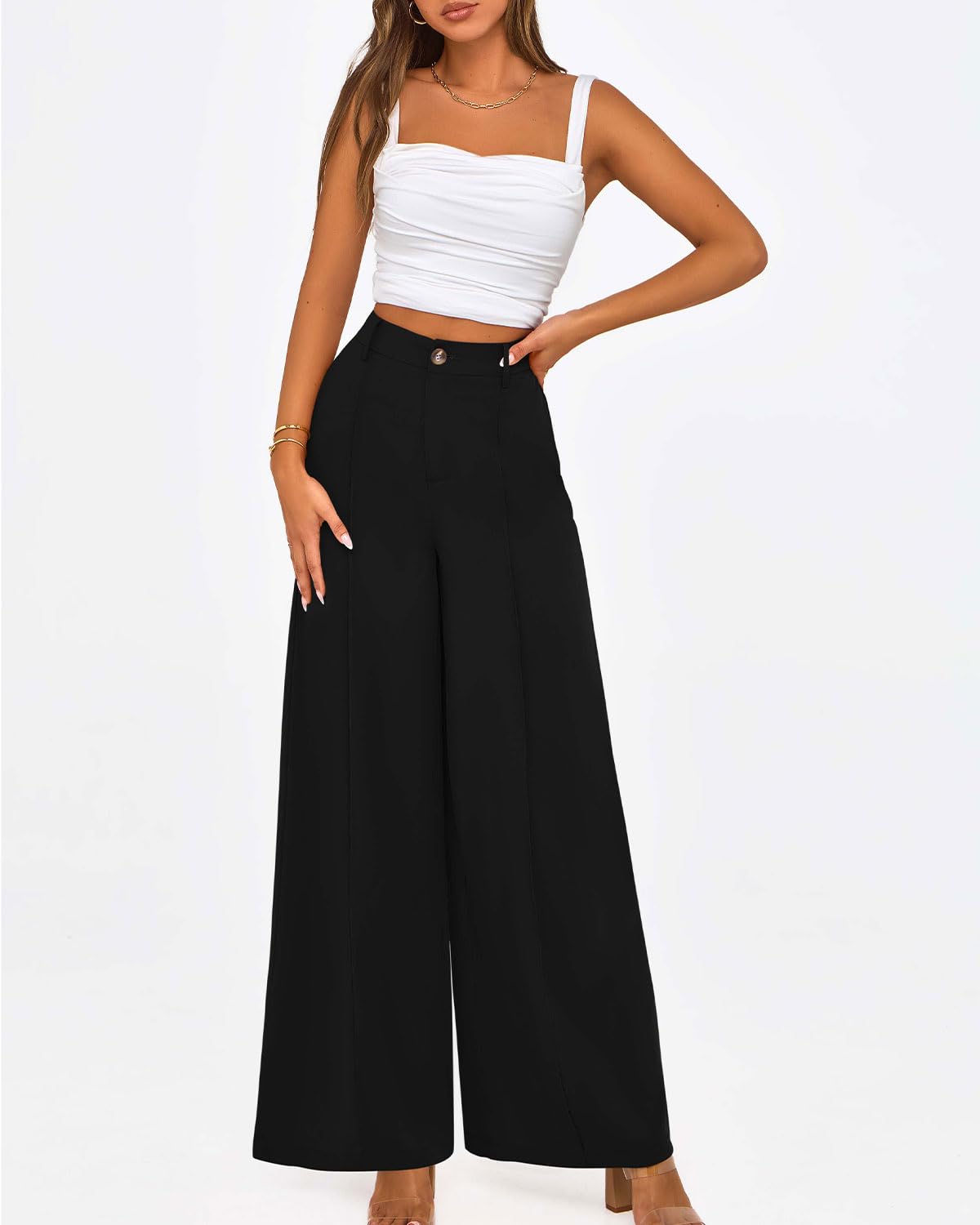 Zenlonr Women's Casual Wide Leg Palazzo Pants - High Waisted Loose Business Trousers with Pockets for Fall 2025 | Office Wear & Weekend Outfits