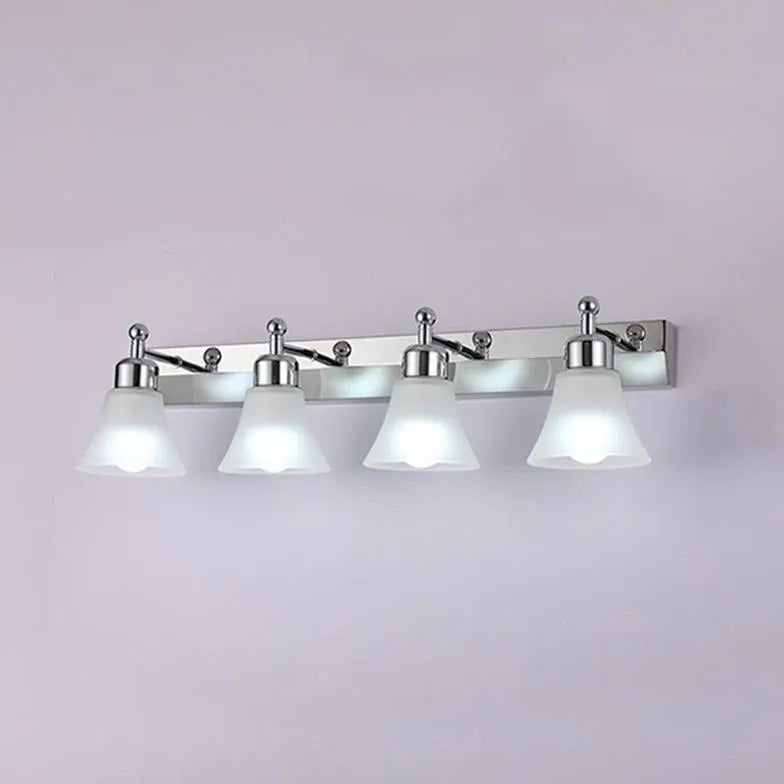 Frosted Glass Silver Mirror Bathroom Wall Lights - Modern Vanity Lighting for Bathroom, Powder Room & Dressing Area - Perfect for Makeup, Shaving & Home Decor