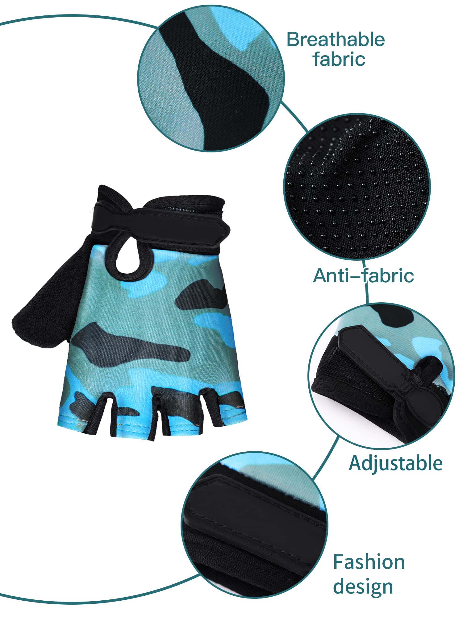 SATINIOR 4 Pairs Kids Half Finger Cycling Gloves - Non-Slip Breathable Sports Gloves for Boys & Girls - Perfect for Summer Outdoor Activities, Biking, Skateboarding & Scooter Riding
